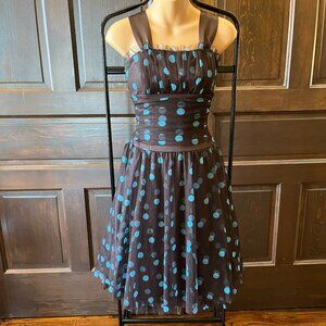 Scott McClintock Sz 6 Polka Dot Tulle Dress Layered Party Pinup Fit Flare Brown